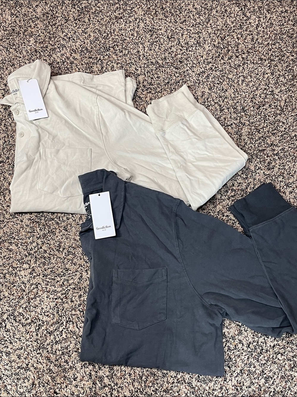 Goodfellow & Co Mens Vintage Pocket Polos Size L Gray/Cream | NWT